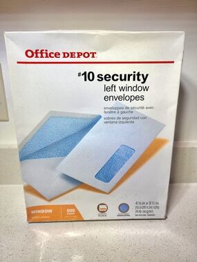 Window Envelopes  #10 Office Depot With Blue Security Tint New